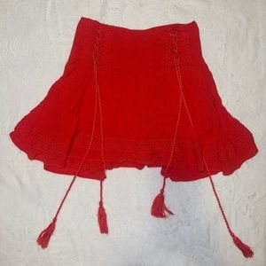 Red Tassel Mini Skort